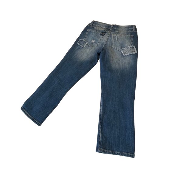Cato Premium Women's Blue Distressed Patchwork Jeans Size 10 Capris - Picture 4 of 7